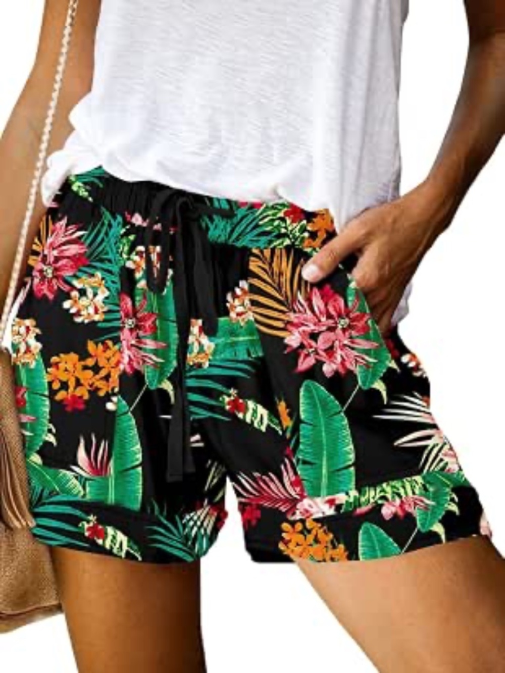 ONLYSHE Womens Casual Drawstring  Elastic Waist Shorts w/pockets size large